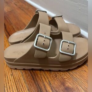 J Slides platform tan sandals